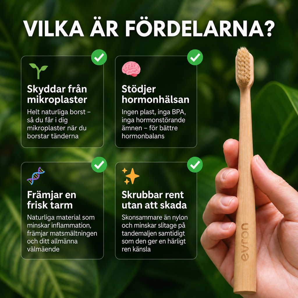 Evron Vildsvinsborstin & Bambu Tandborste (4-pack)