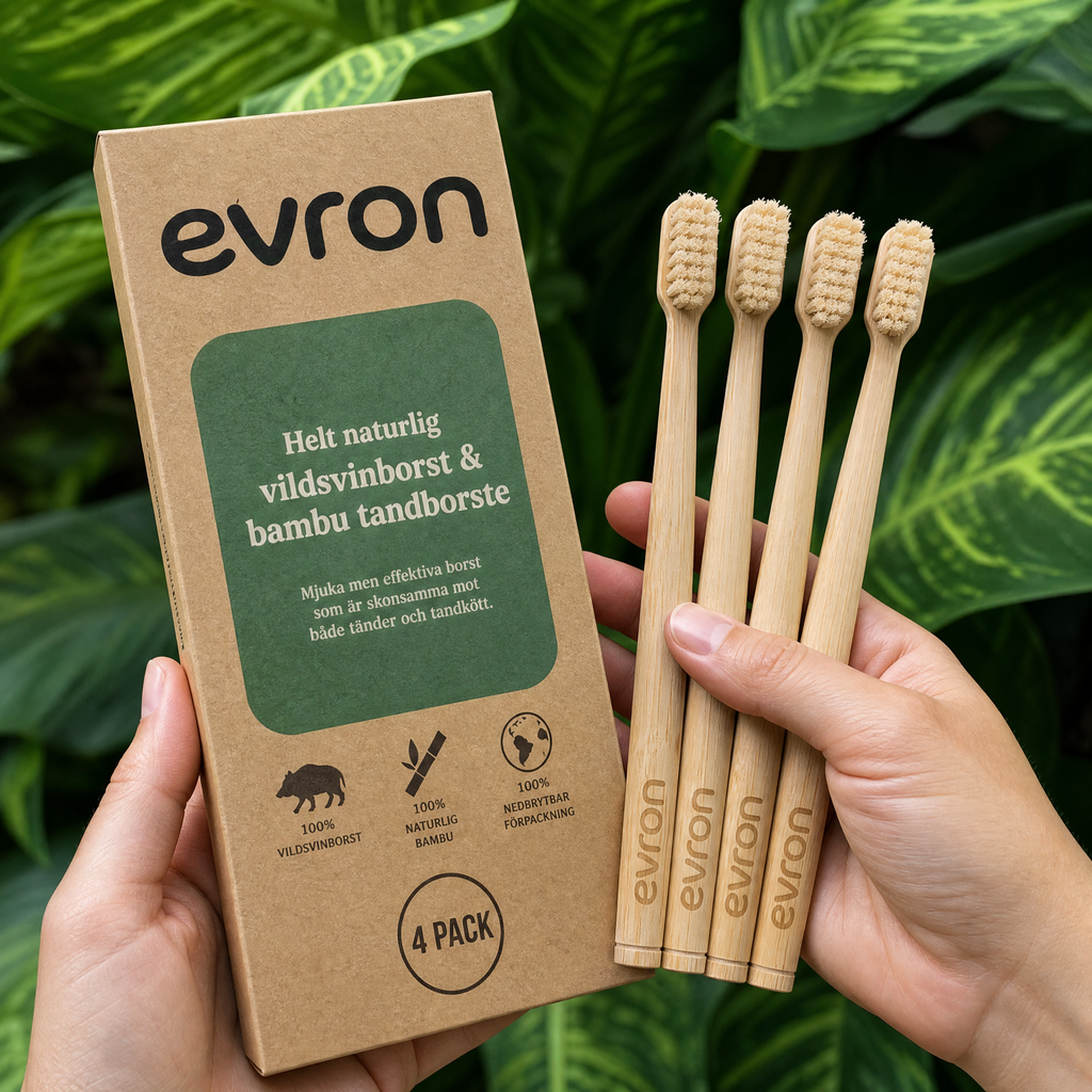 Evron Vildsvinsborstin & Bambu Tandborste (4-pack)